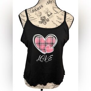 Black and Pink Heart Graphic Women's Top